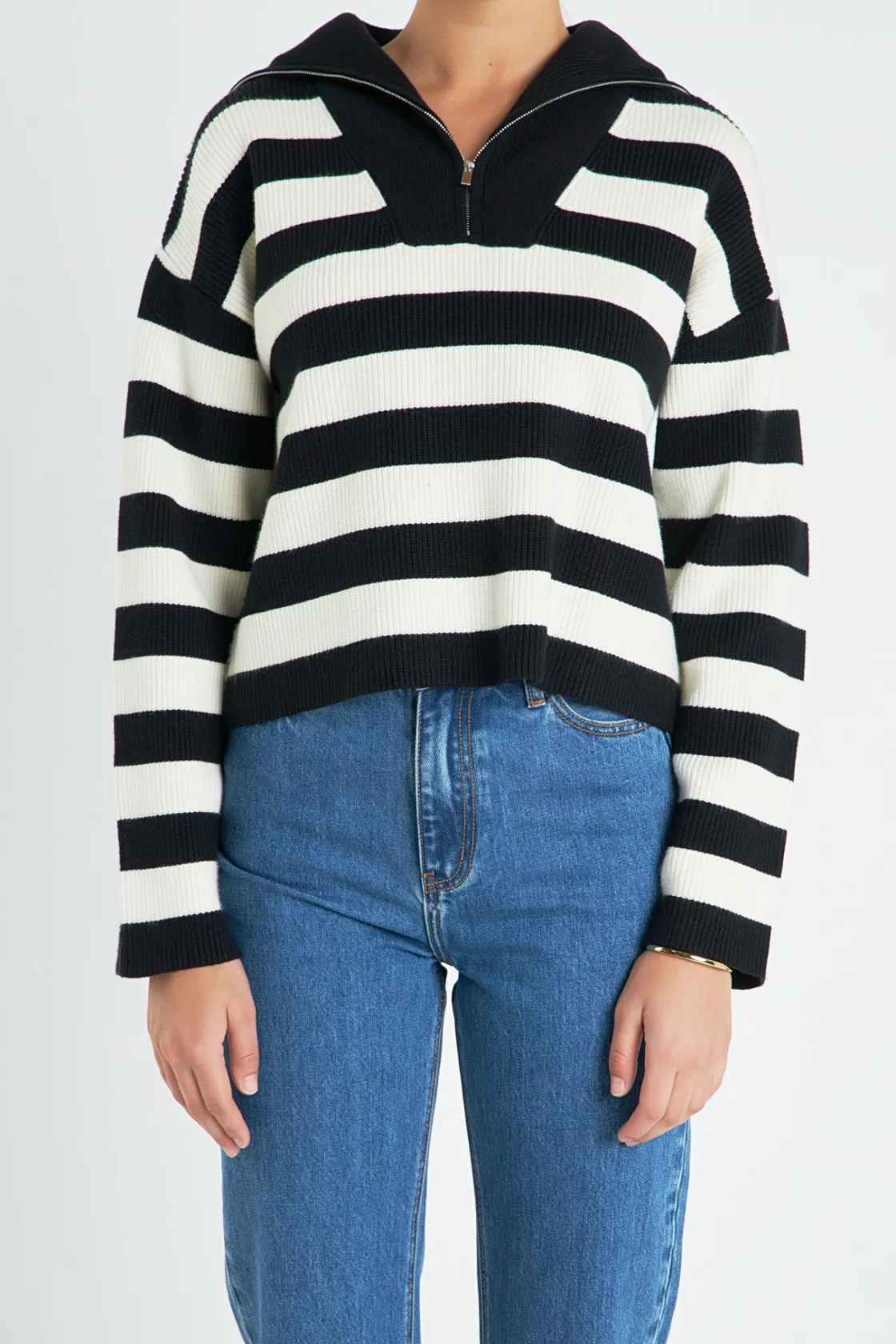 english_factory__striped__5-5.webp ENGLISH FACTORY Sweaters & Knits | Tops*- Striped Half-Zip Sweater