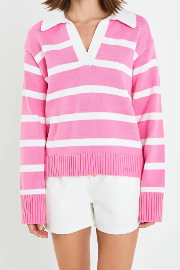 ENGLISH FACTORY Sweaters & Knits | Tops*- Striped Collared Sweater