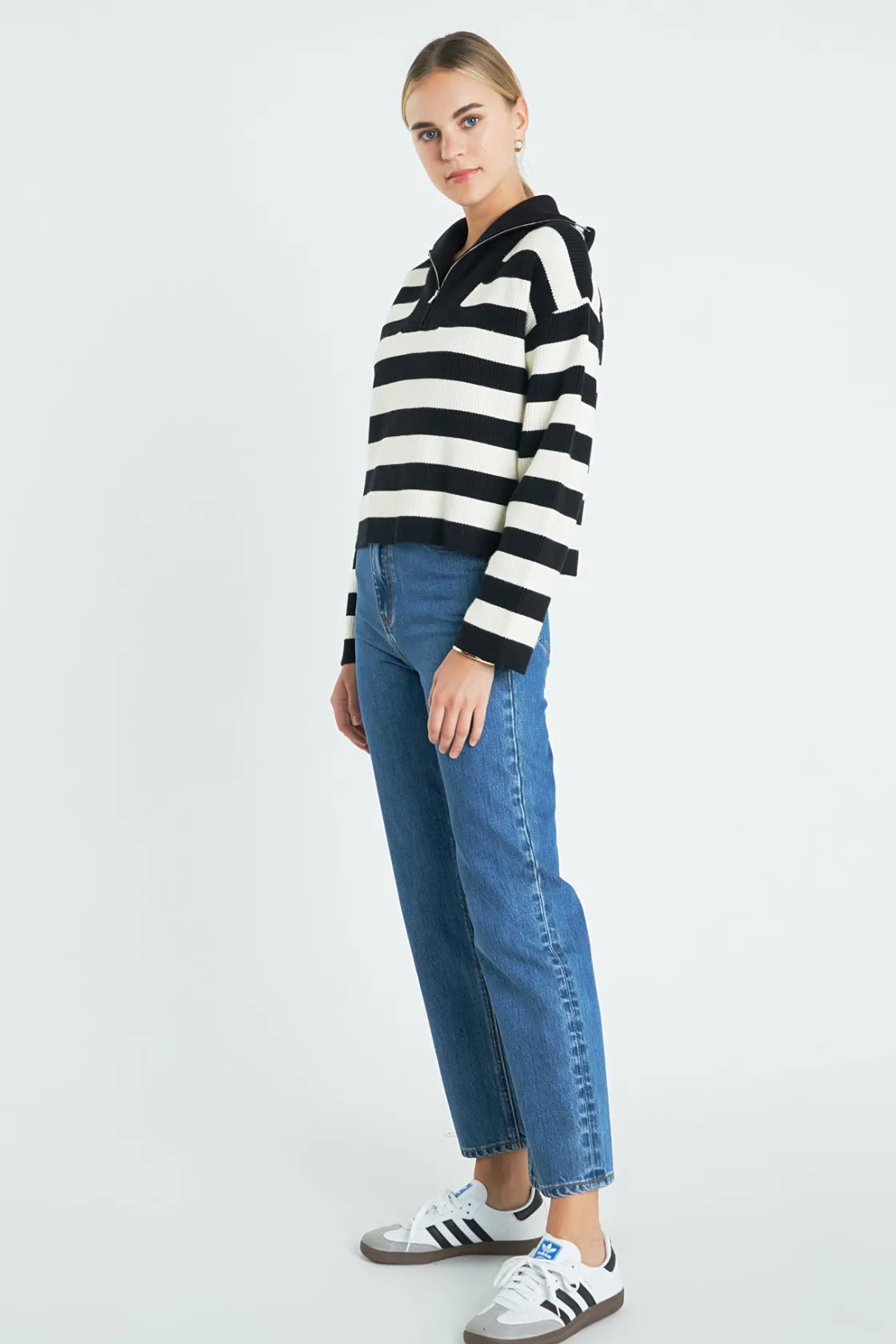 english_factory__striped__6-5.webp ENGLISH FACTORY Sweaters & Knits | Tops*- Striped Half-Zip Sweater