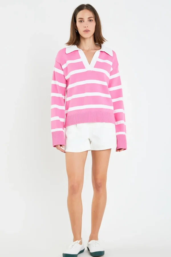 ENGLISH FACTORY Sweaters & Knits | Tops*- Striped Collared Sweater