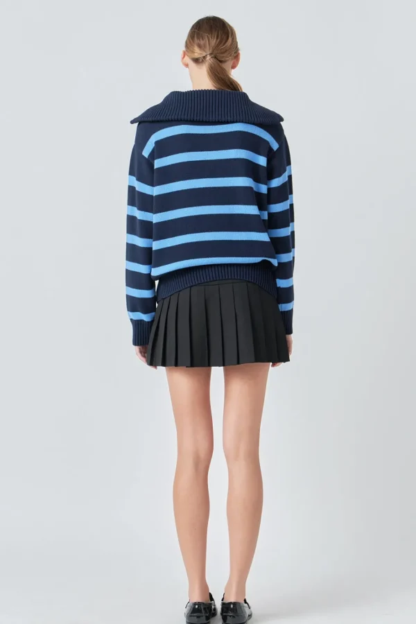 ENGLISH FACTORY Sweaters & Knits | Tops*- Striped Knit Zip Pullover