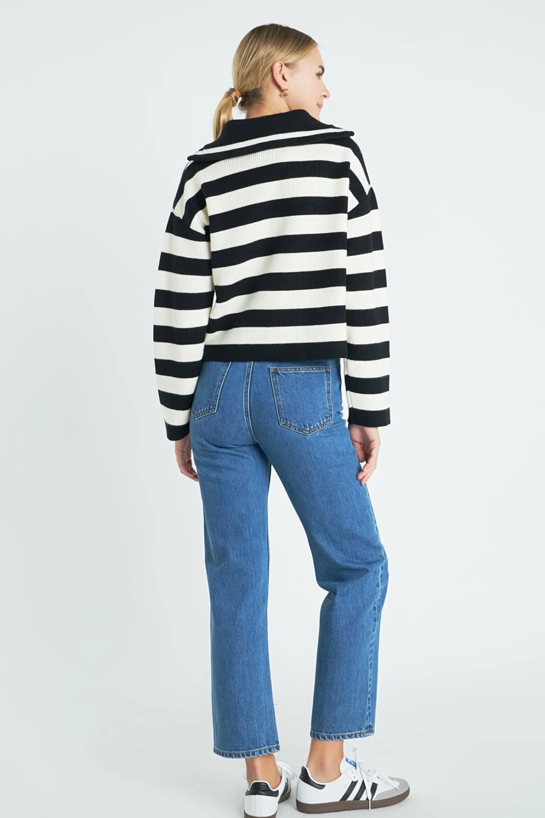 english_factory__striped__7-5.webp ENGLISH FACTORY Sweaters & Knits | Tops*- Striped Half-Zip Sweater
