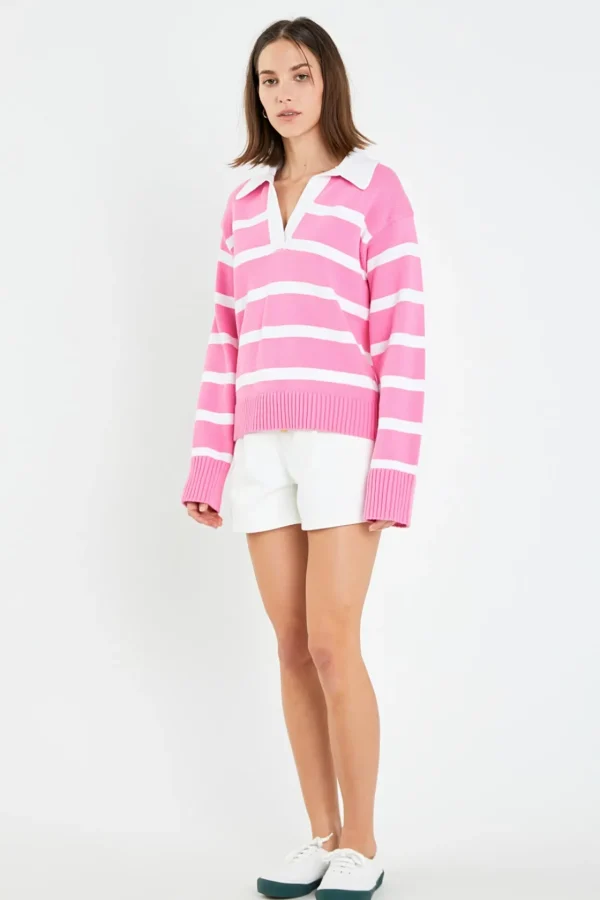 ENGLISH FACTORY Sweaters & Knits | Tops*- Striped Collared Sweater