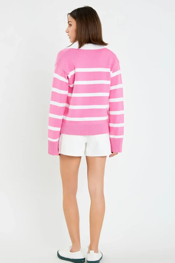 ENGLISH FACTORY Sweaters & Knits | Tops*- Striped Collared Sweater