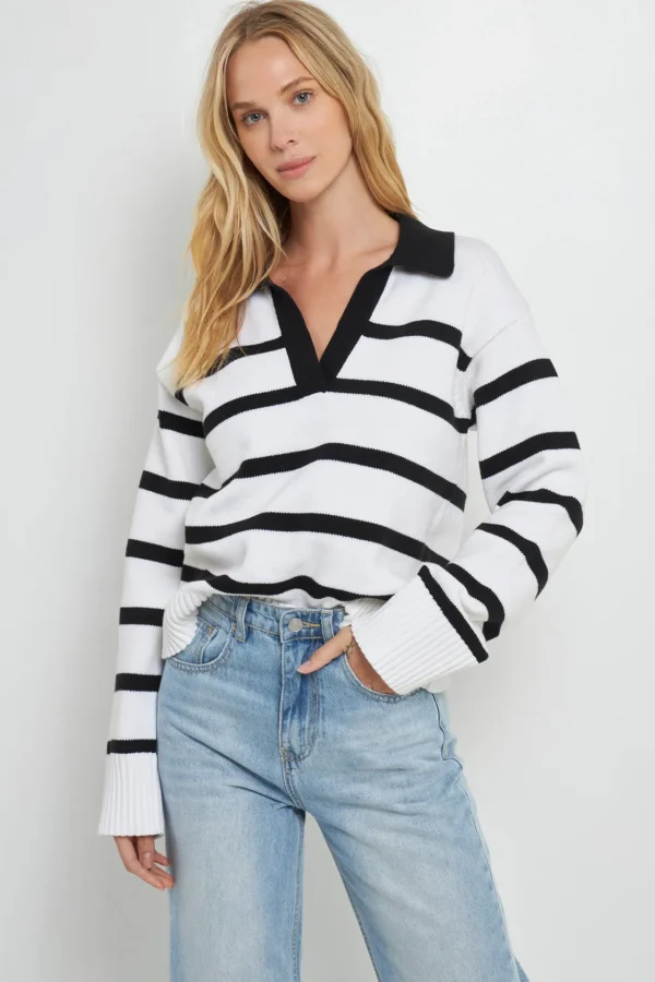 ENGLISH FACTORY Sweaters & Knits | Tops*- Striped Collared Sweater