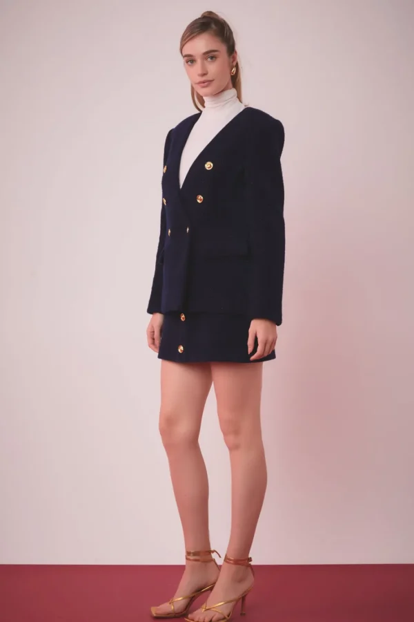 ENGLISH FACTORY Matching Sets | Jackets & Coats*- Structured Lapeless Textured Jacket