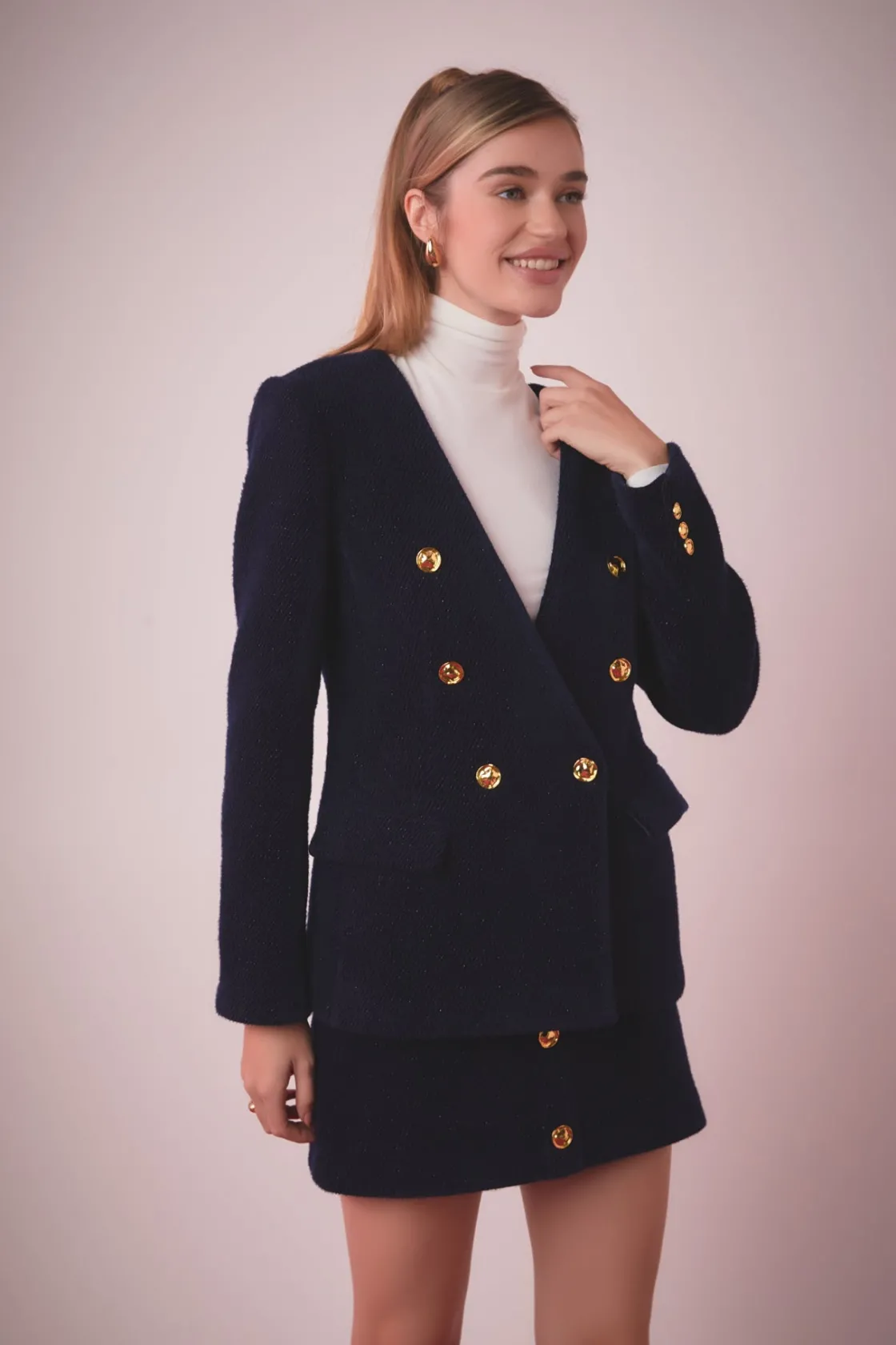 english_factory__structur_3.webp ENGLISH FACTORY Matching Sets | Jackets & Coats*- Structured Lapeless Textured Jacket