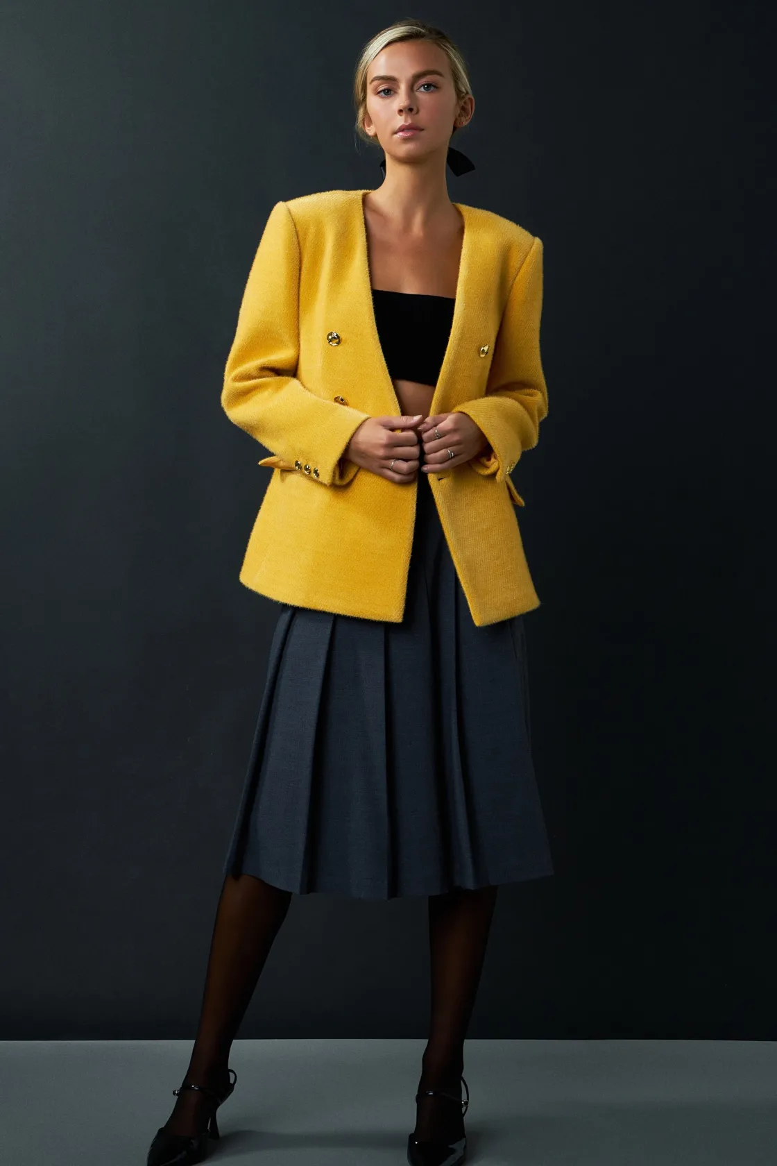 english_factory__structur_4.webp ENGLISH FACTORY Matching Sets | Jackets & Coats*- Structured Lapeless Textured Jacket