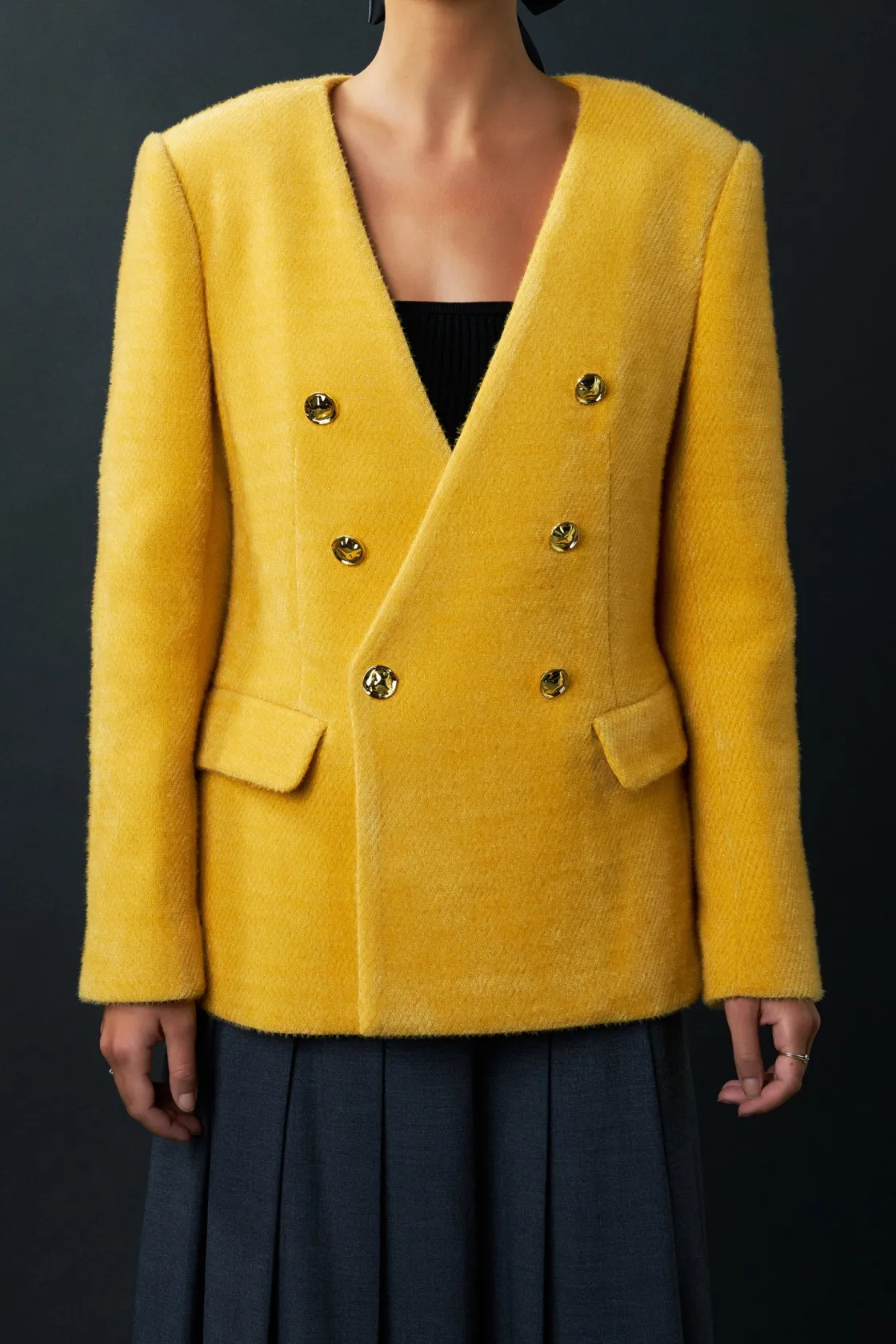 english_factory__structur_5.webp ENGLISH FACTORY Matching Sets | Jackets & Coats*- Structured Lapeless Textured Jacket