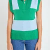 ENGLISH FACTORY Sweaters & Knits | Tops*- Sweater Polo Vest BLUE/GREEN