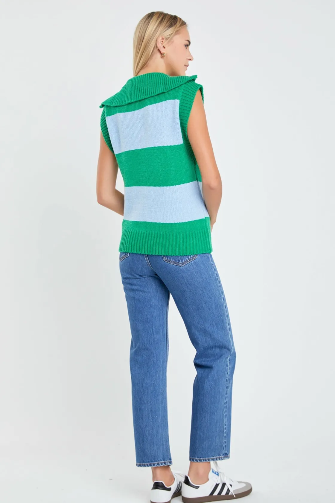 english_factory__sweater__2-2.webp ENGLISH FACTORY Sweaters & Knits | Tops*- Sweater Polo Vest BLUE/GREEN