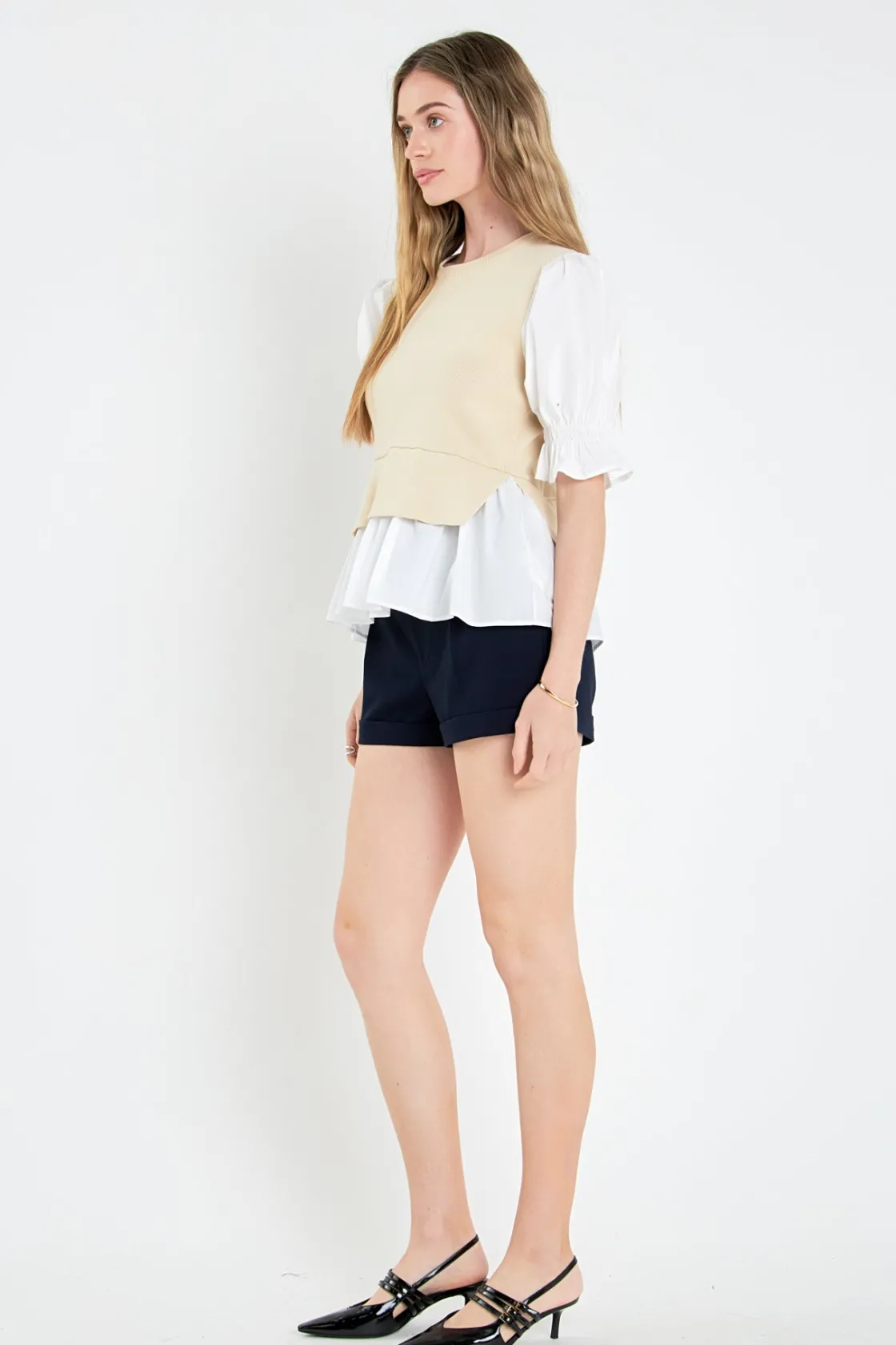 english_factory__sweater__6-1.webp ENGLISH FACTORY Sweaters & Knits | Tops*- Sweater Poplin Mixed Top- Sold Out