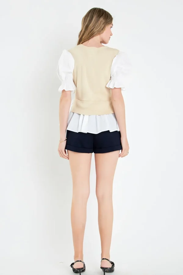 ENGLISH FACTORY Sweaters & Knits | Tops*- Sweater Poplin Mixed Top- Sold Out