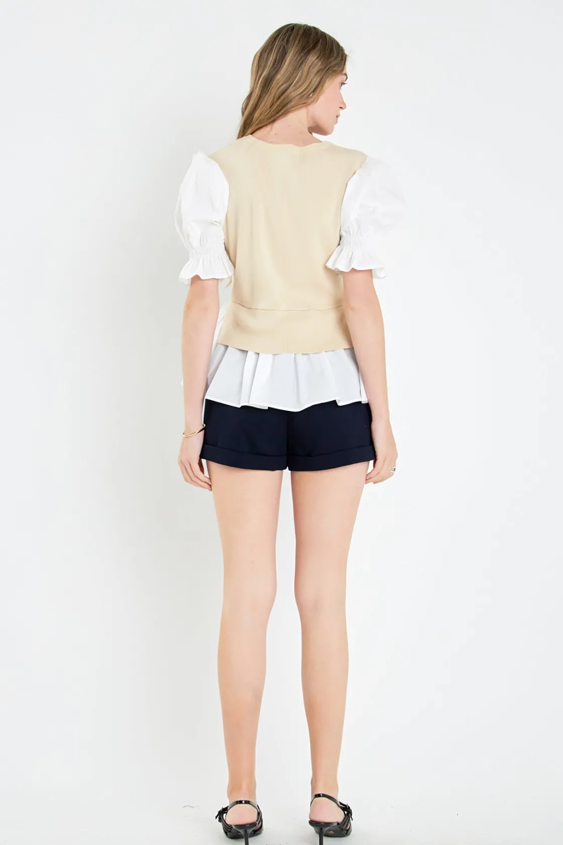 english_factory__sweater__7-1.webp ENGLISH FACTORY Sweaters & Knits | Tops*- Sweater Poplin Mixed Top- Sold Out