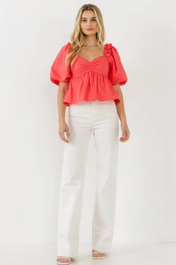ENGLISH FACTORY Tops*- Sweet Heart To with Ruffle Detail