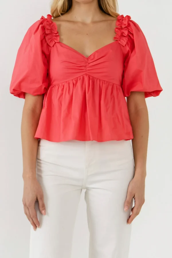 ENGLISH FACTORY Tops*- Sweet Heart To with Ruffle Detail