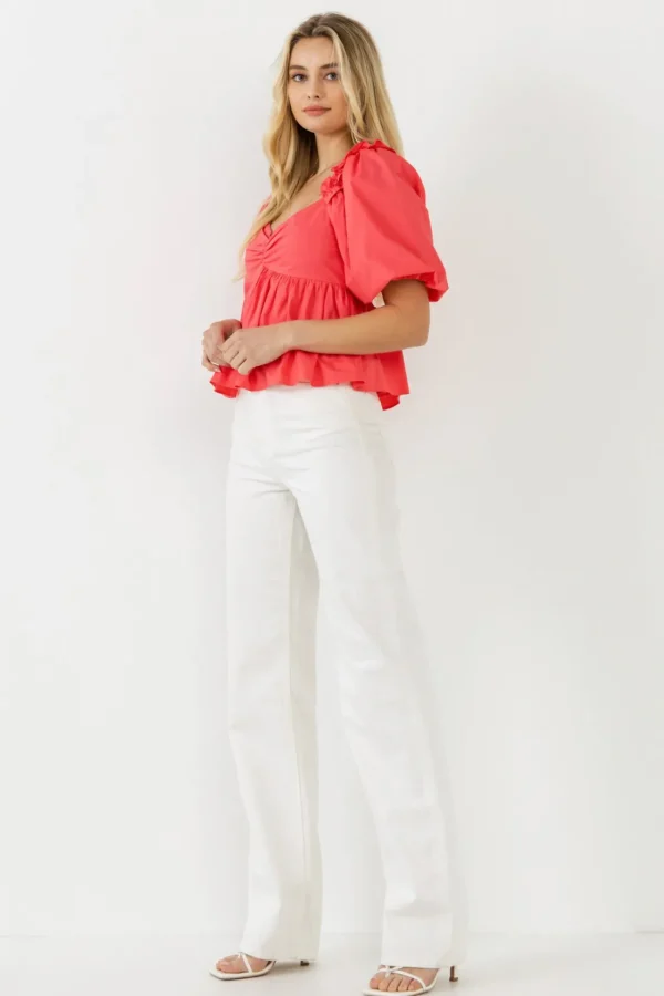 ENGLISH FACTORY Tops*- Sweet Heart To with Ruffle Detail
