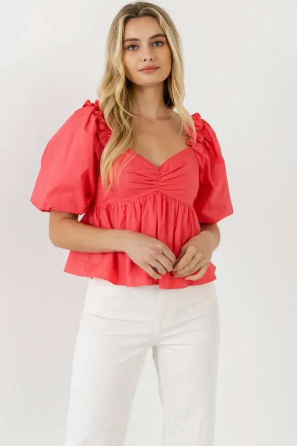 ENGLISH FACTORY Tops*- Sweet Heart To with Ruffle Detail