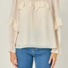 ENGLISH FACTORY Shirts & Blouses | Tops*- Swiss Dot Chiffon Ruffle Blouse IVORY
