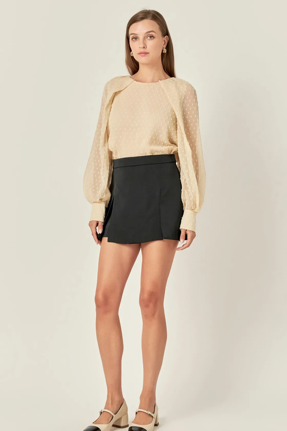 english_factory__swiss_do_1-1.webp ENGLISH FACTORY Shirts & Blouses | Tops*- Swiss Dot Long Sleeve Blouse CREAM