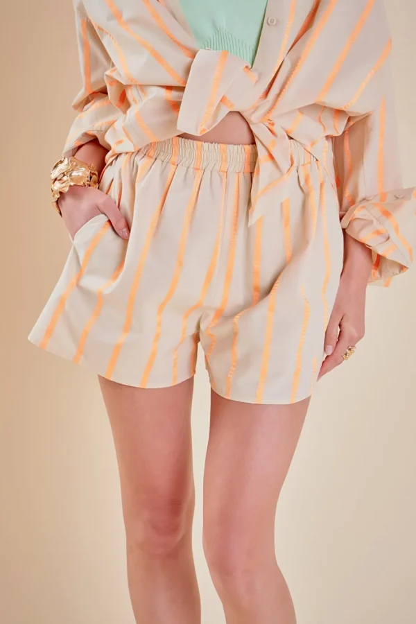 ENGLISH FACTORY Matching Sets*- Tape Stripe Shorts BEIGE/ORANGE