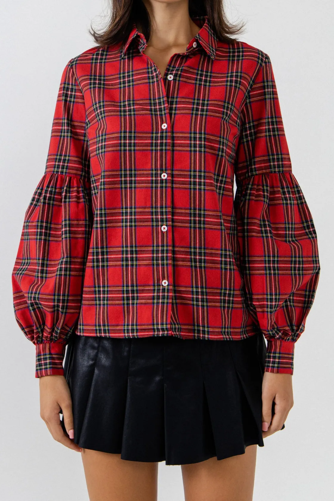 english_factory__tartan_b_0.webp ENGLISH FACTORY Shirts & Blouses*- Tartan Blouse SCARLET