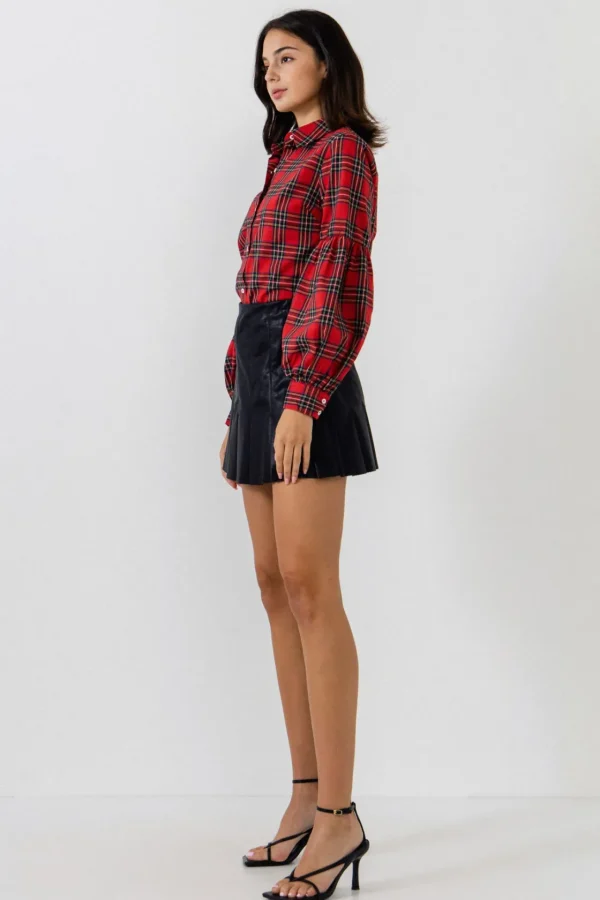 ENGLISH FACTORY Shirts & Blouses*- Tartan Blouse SCARLET
