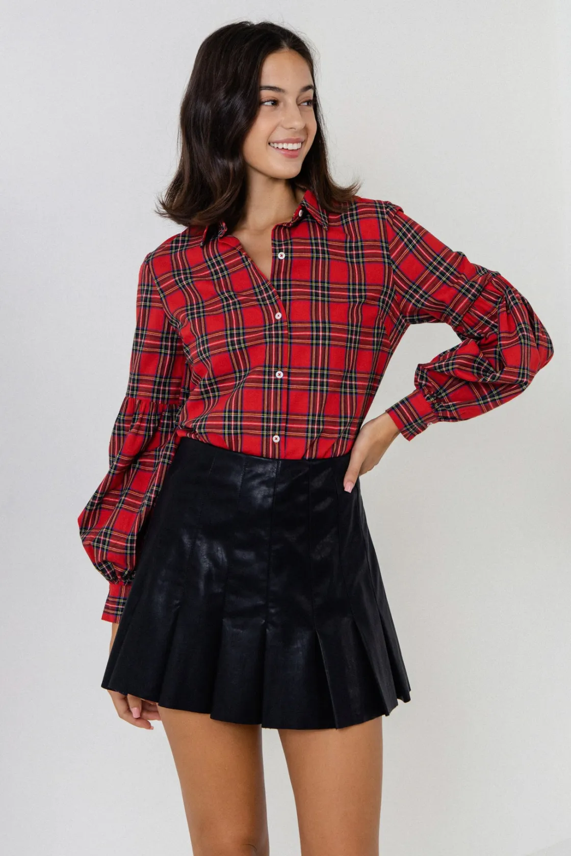 english_factory__tartan_b_3.webp ENGLISH FACTORY Shirts & Blouses*- Tartan Blouse SCARLET