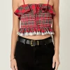 ENGLISH FACTORY Tops*- Tartan Check Tank Top SCARLET