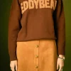 ENGLISH FACTORY Tops*- Teddy Bear Knit BROWN
