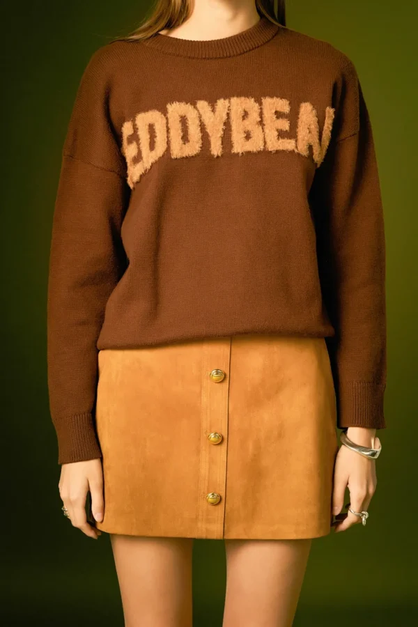 ENGLISH FACTORY Tops*- Teddy Bear Knit BROWN