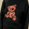 ENGLISH FACTORY Tops*- Teddy Bear Logo Knit DARKGREEN
