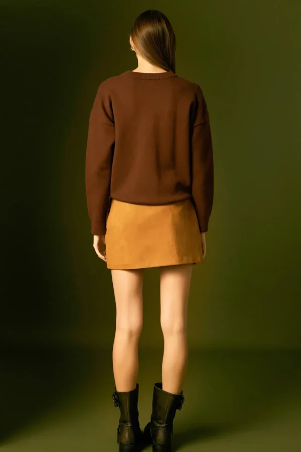 ENGLISH FACTORY Tops*- Teddy Bear Knit BROWN