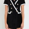 ENGLISH FACTORY Blazers*- Terrycloth Blazer Romper BLACK/WHITE