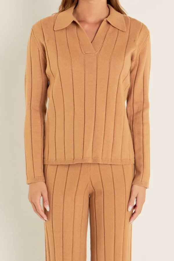ENGLISH FACTORY Matching Sets | Tops*- Texture Knit Top CAMEL