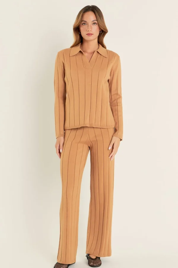 ENGLISH FACTORY Matching Sets | Pants*- Texture Knit Pants CAMEL