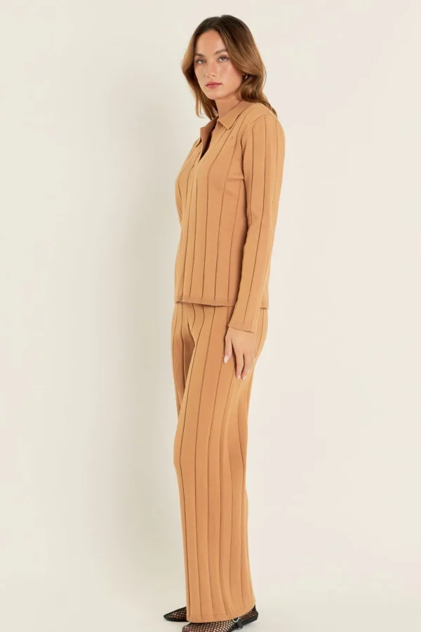 ENGLISH FACTORY Matching Sets | Tops*- Texture Knit Top CAMEL