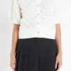 ENGLISH FACTORY Sweaters & Knits | Tops*- Textured Puff Short Sleeve Cardigan IVORY