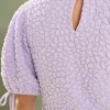 ENGLISH FACTORY Puff Sleeve | Tops*- Textured Fabric Smocked Midi Dress