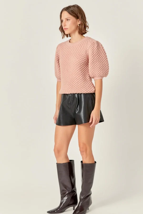 ENGLISH FACTORY Sweaters & Knits*- Textured Puff Sweater DUSTYPINK