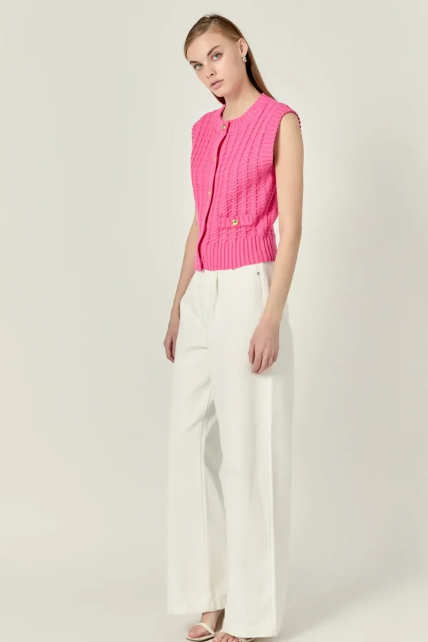 ENGLISH FACTORY Vest | Jackets & Coats*- Textured Knit Vest PINK