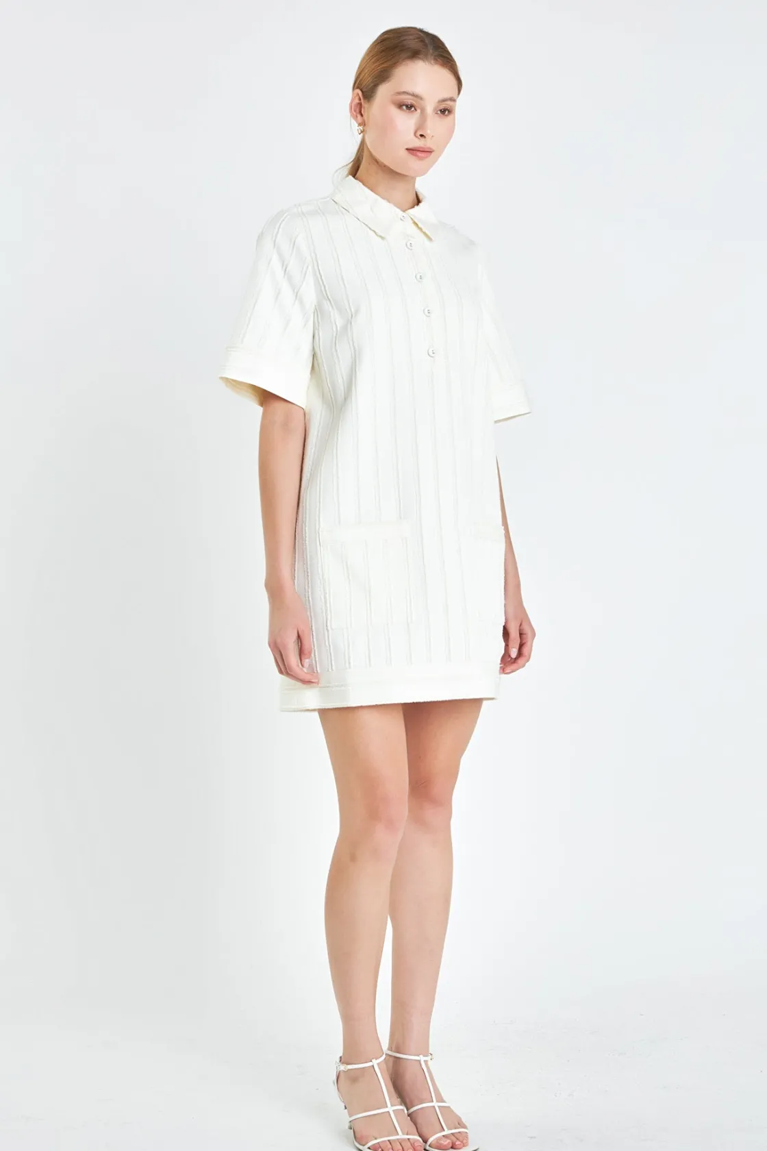 english_factory__textured_1.webp ENGLISH FACTORY Tops*- Textured Tunic Dress IVORY