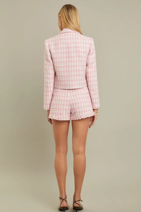 ENGLISH FACTORY Matching Sets | Blazers*- Textured Checkered Double Breasted Blazer