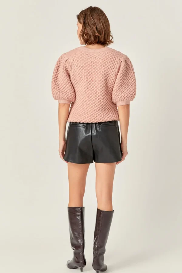 ENGLISH FACTORY Sweaters & Knits*- Textured Puff Sweater DUSTYPINK