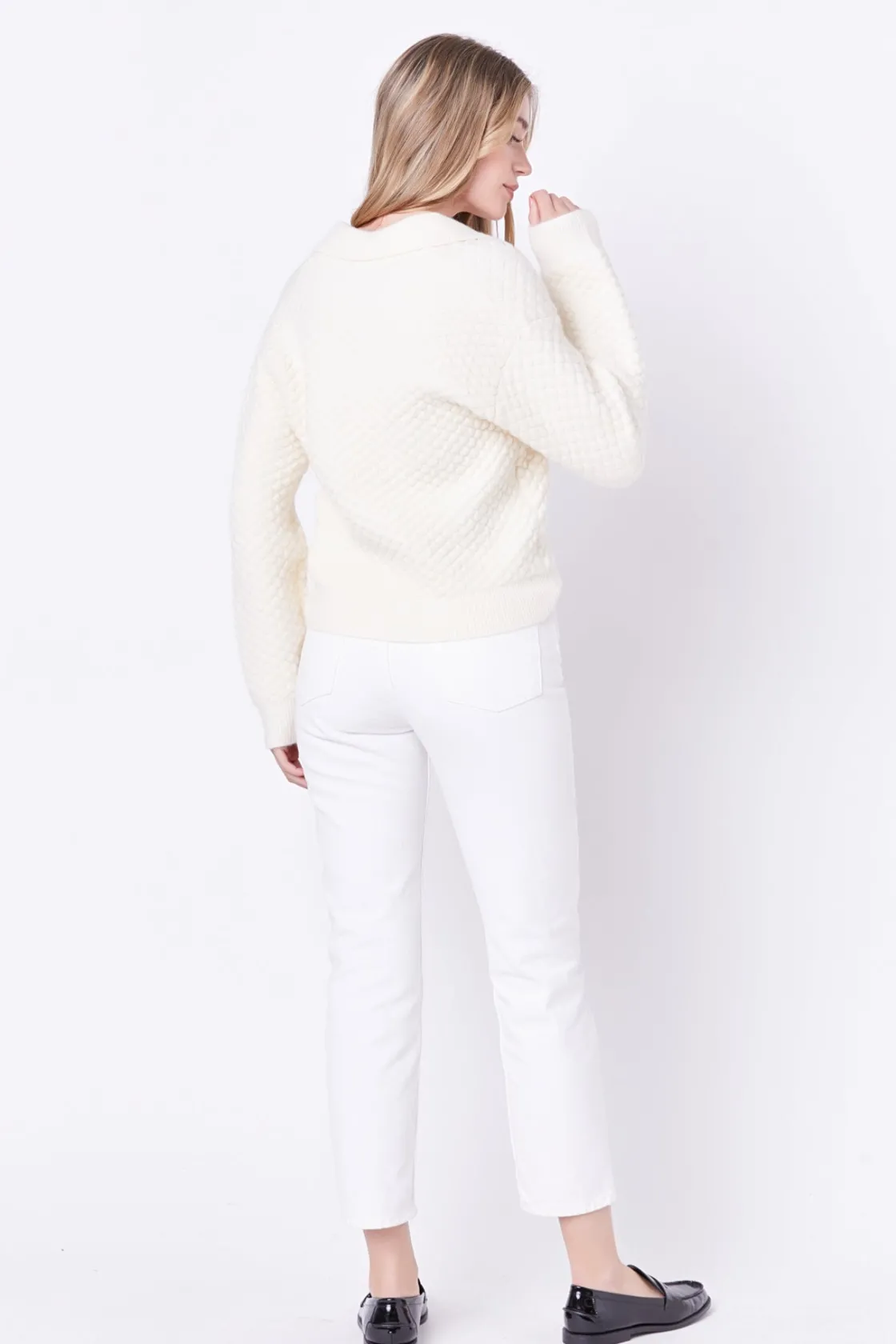 english_factory__textured_2-12.webp ENGLISH FACTORY Sweaters & Knits*- Textured V-neckline Sweater IVORY