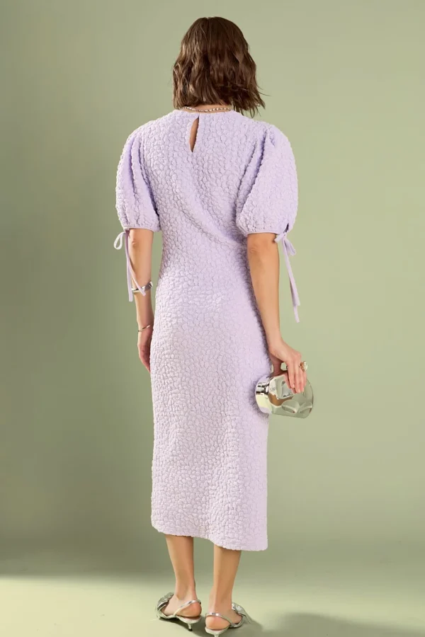 ENGLISH FACTORY Puff Sleeve | Tops*- Textured Fabric Smocked Midi Dress