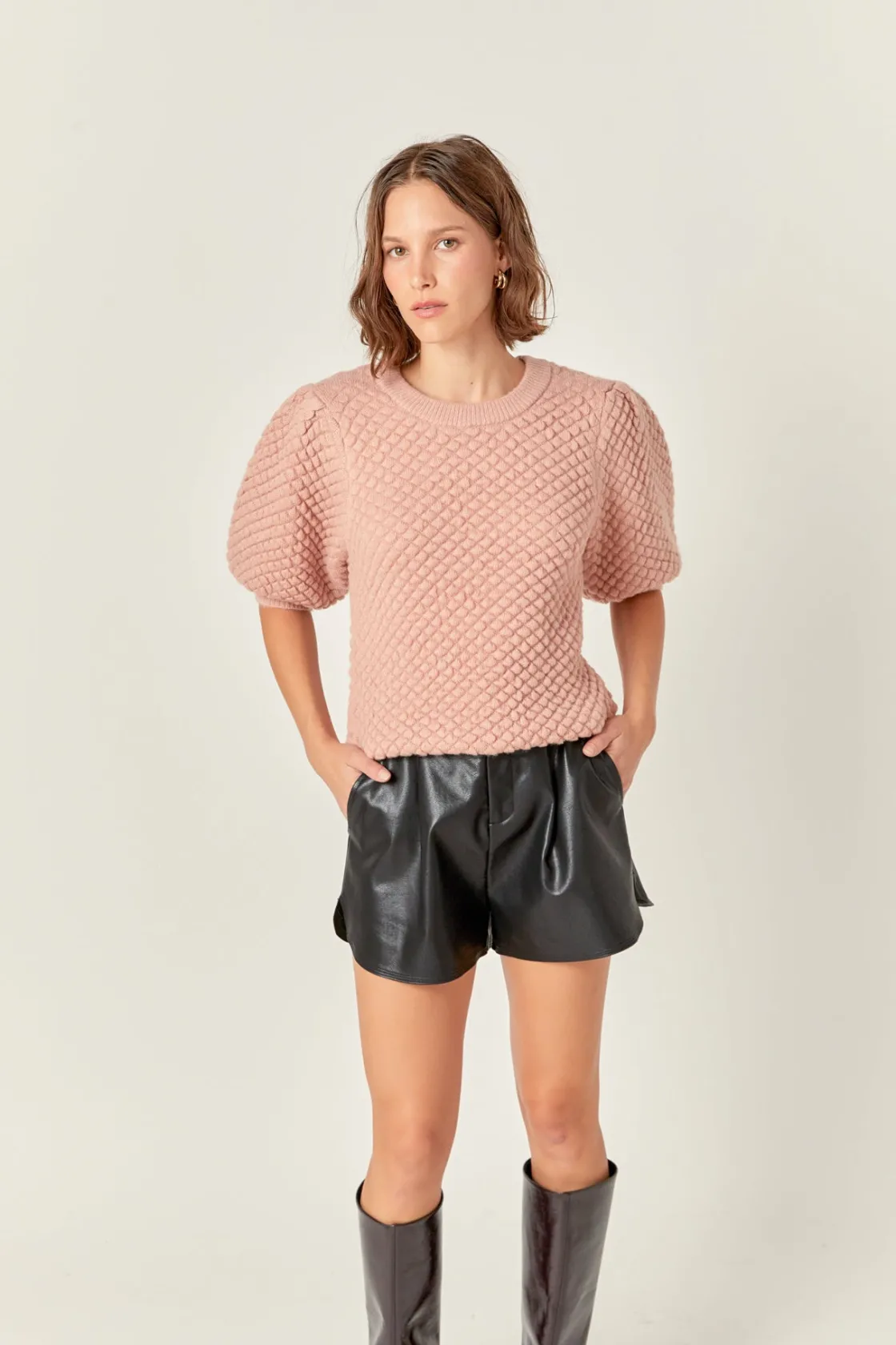 english_factory__textured_3-11.webp ENGLISH FACTORY Sweaters & Knits*- Textured Puff Sweater DUSTYPINK