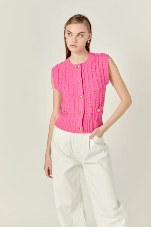 ENGLISH FACTORY Vest | Jackets & Coats*- Textured Knit Vest PINK