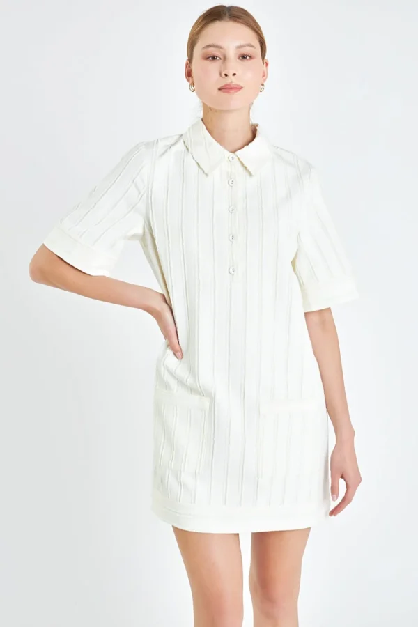 ENGLISH FACTORY Tops*- Textured Tunic Dress IVORY