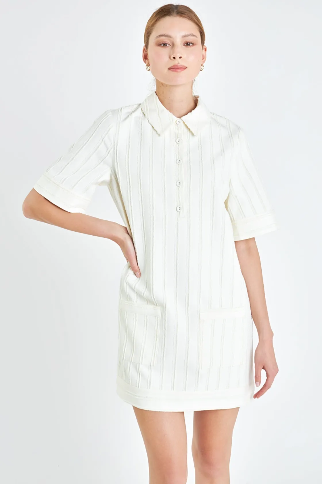 english_factory__textured_3.webp ENGLISH FACTORY Tops*- Textured Tunic Dress IVORY